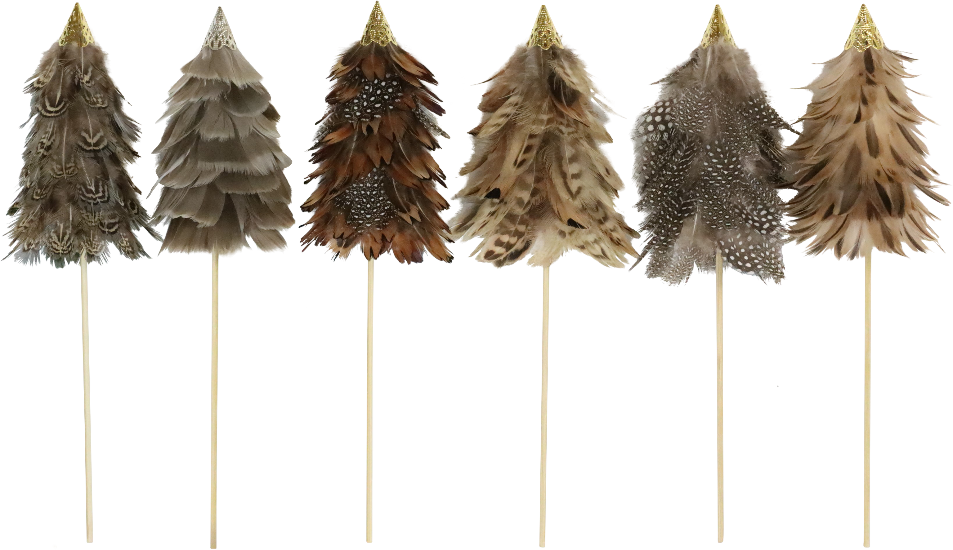 1005 ZIERSTECKER FEDERBÄUME  S/6