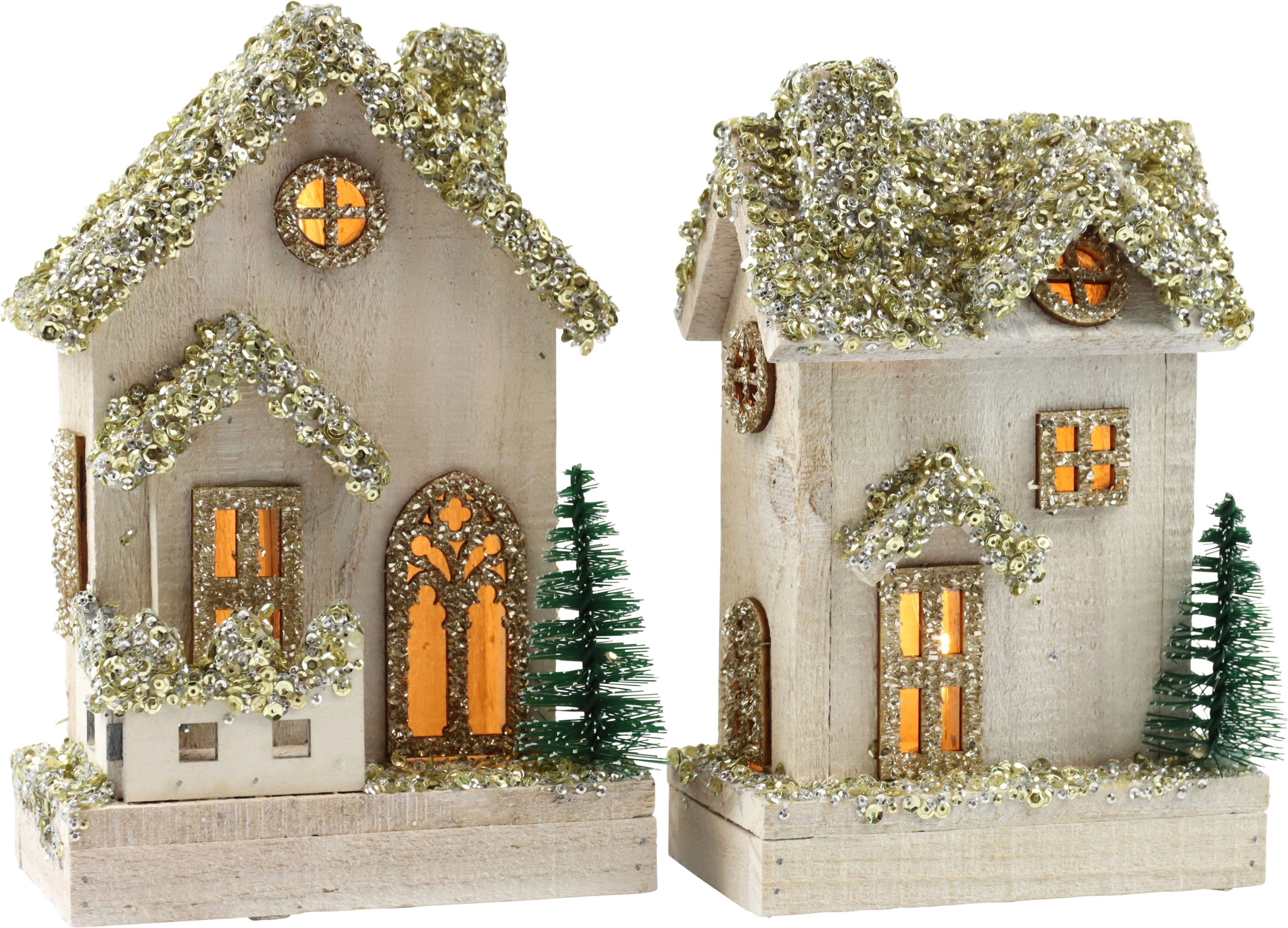 1010 LED HOUSES WINTER VILLAGE  S/2