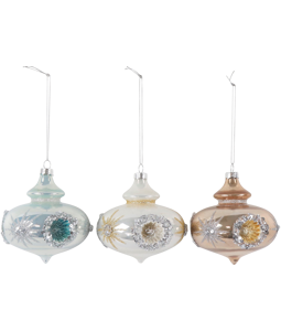 3128 PIGNE VETRO  ORNAMENT  3PZ