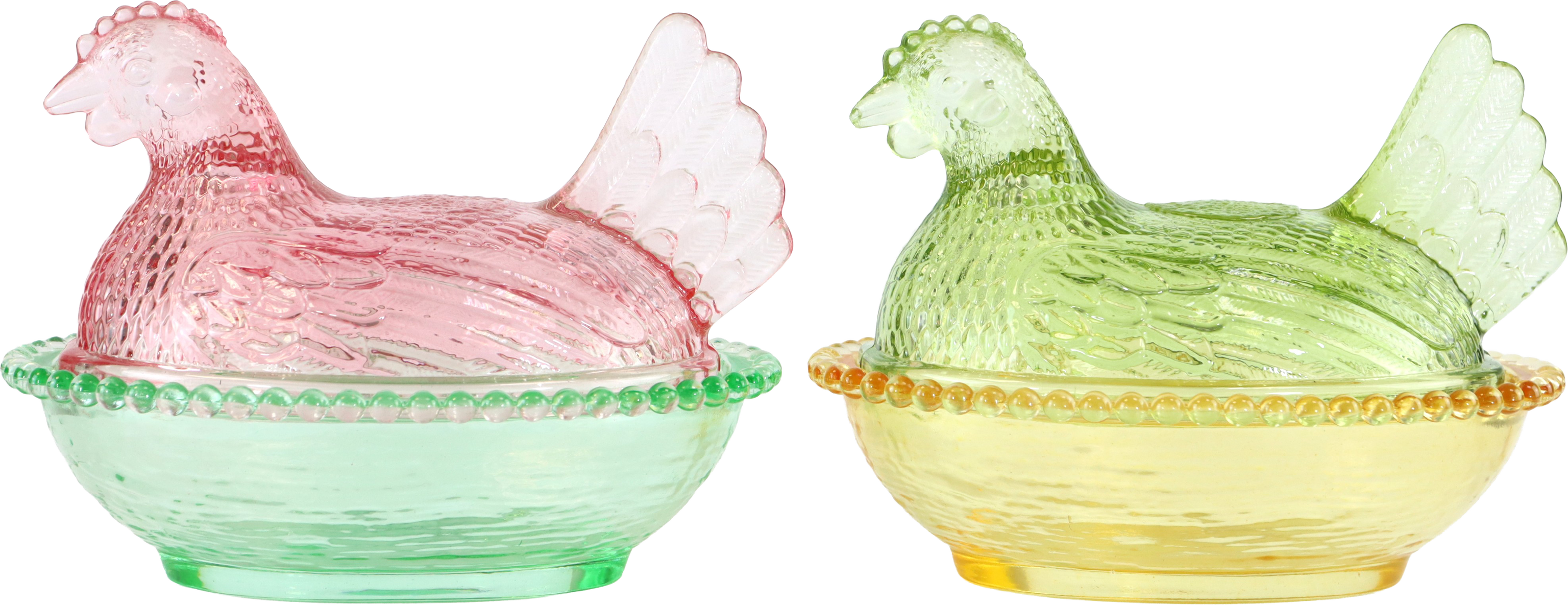 4112 TARROS VIDRIO HAPPY HEN  S/2