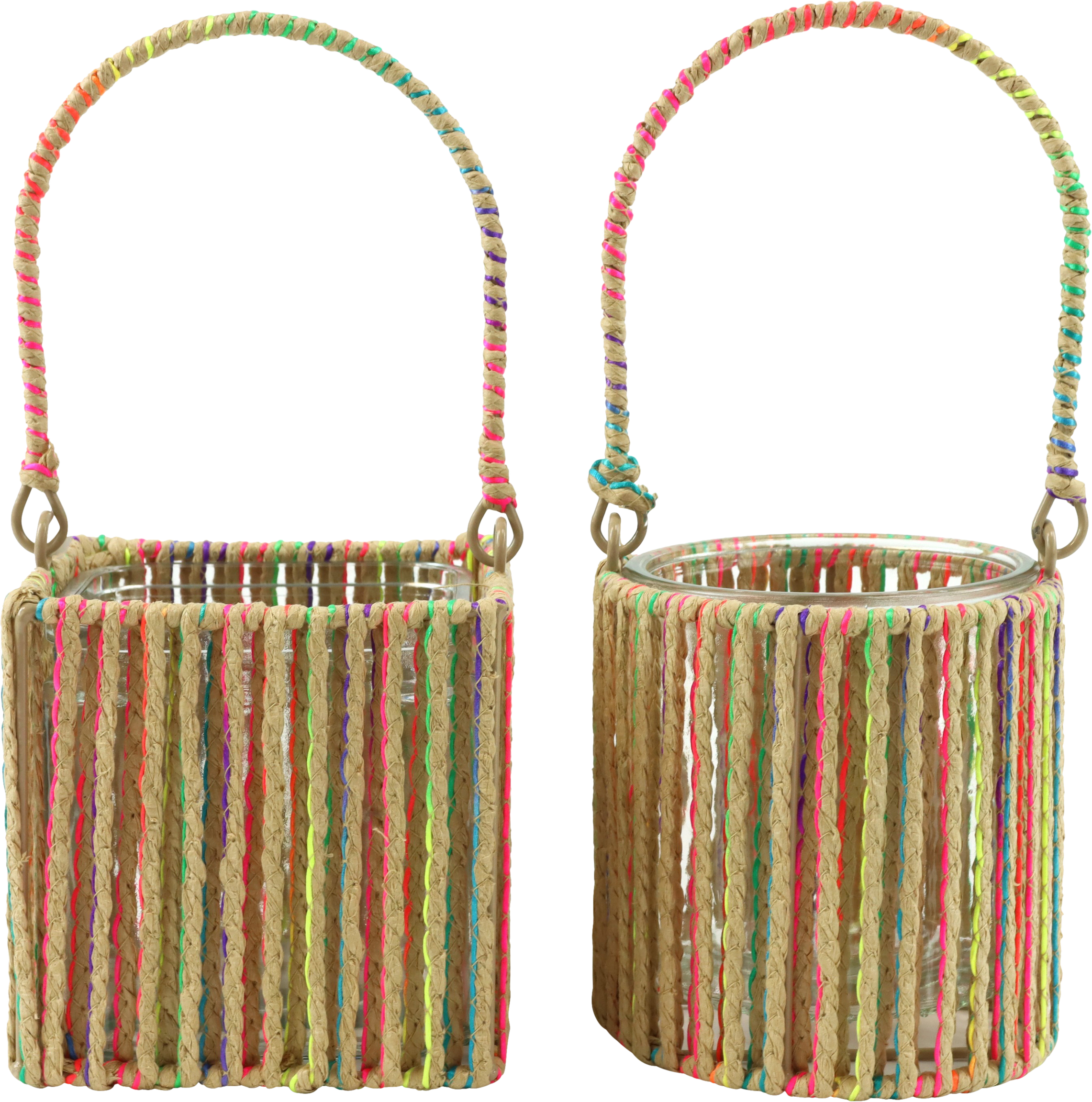 4481 FAROLES VIDRIO RAINBOW ROOTS  S/2