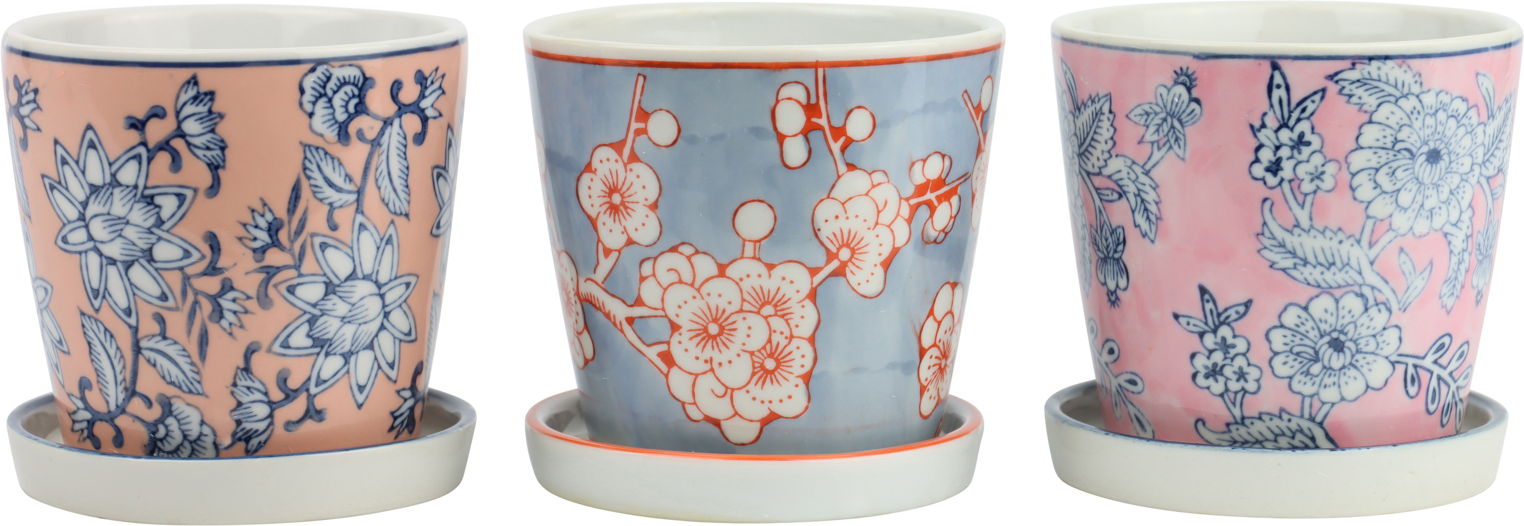 4496 FLOWERPOTS W. PLATE MING  S/3