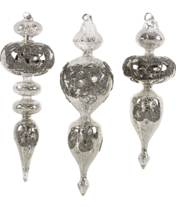 4524 ORNAMENTI IN VETRO  PREZIOSA  3PZ