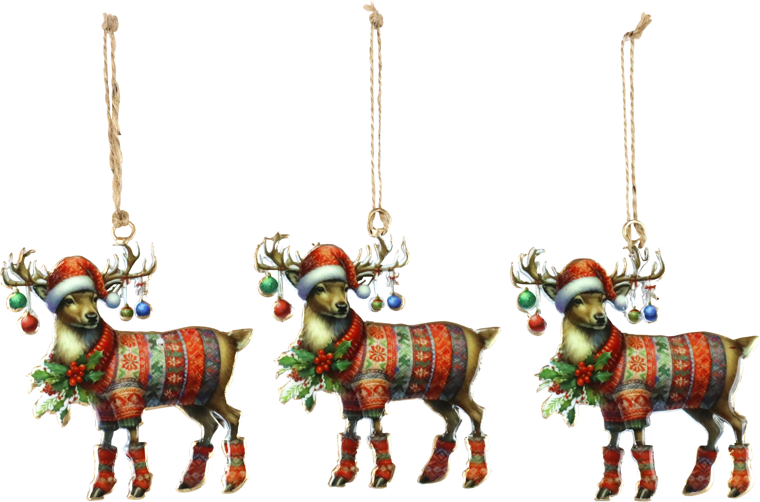 5751 ORNAMENTAL HANGER JINGLE DEER  S/3