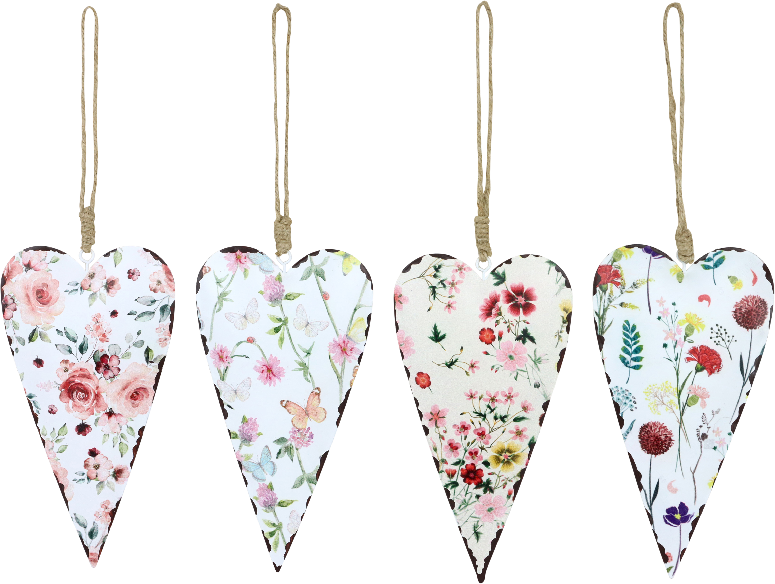 5774 CORAZONES DECO  FLOWER MEADOW  S/4