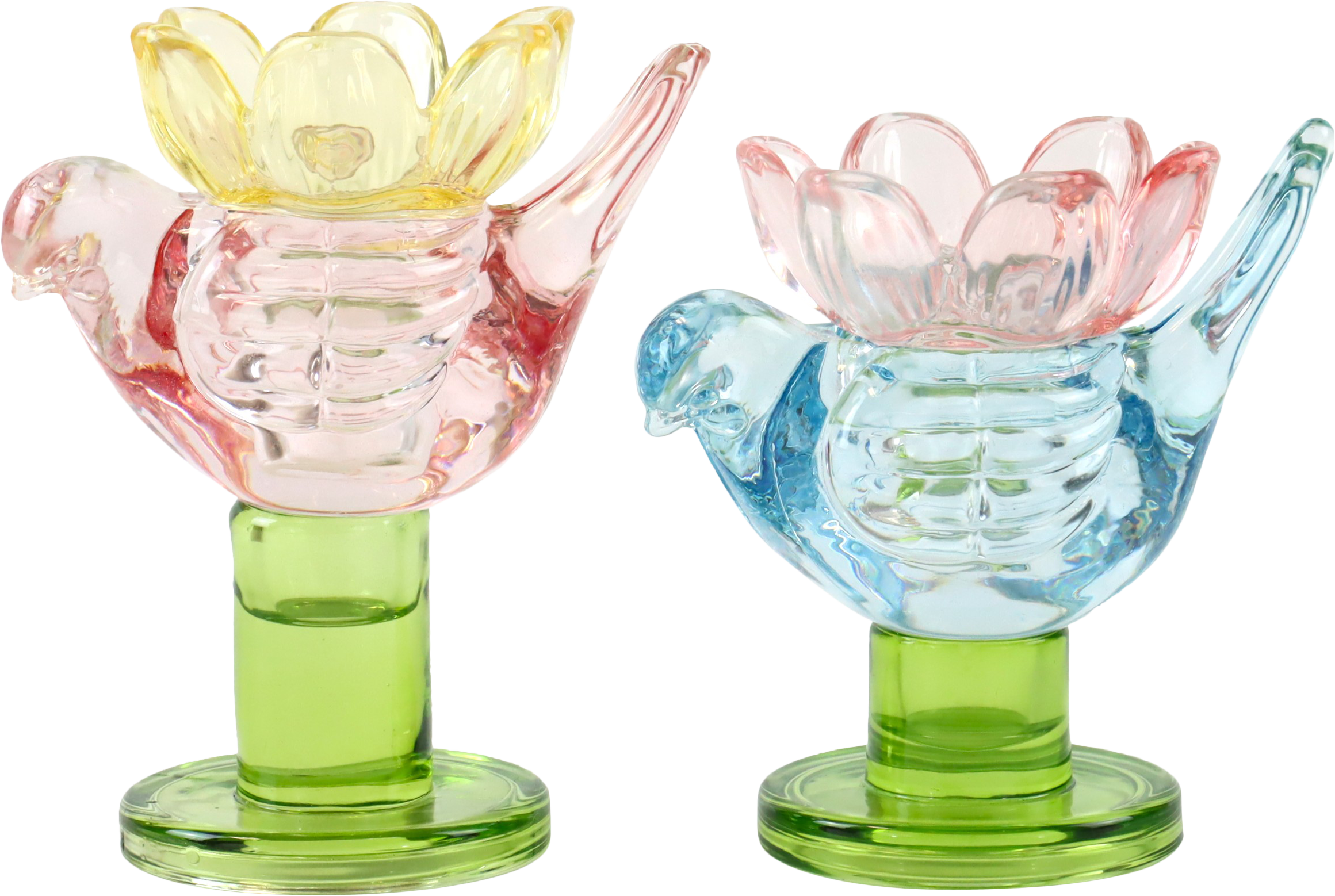 6417 CANDLEHOLDER BLOOMING BIRDS  S/2