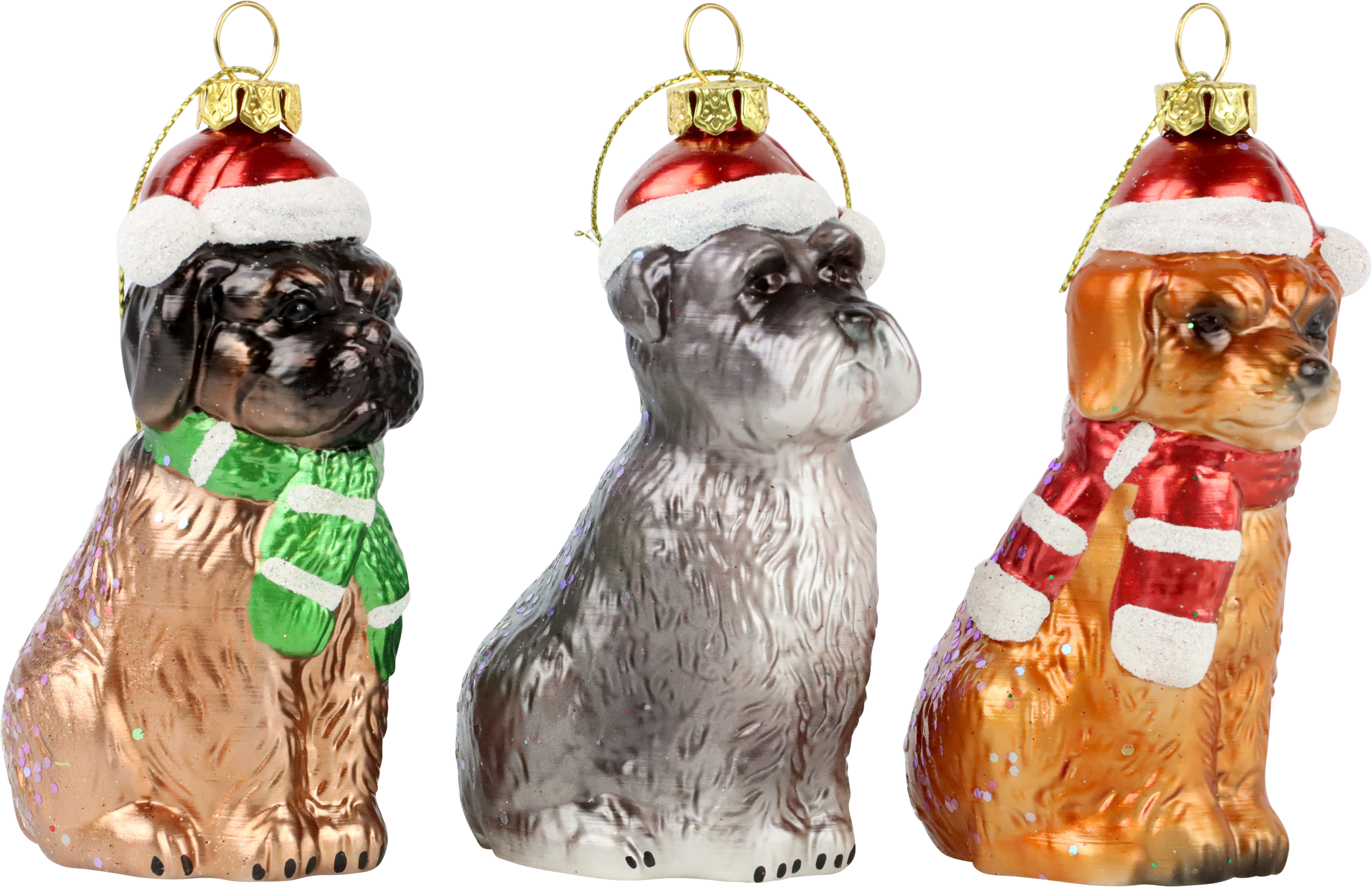6555 DECORATIVE PENDANT  XMAS-DOGS  S/3