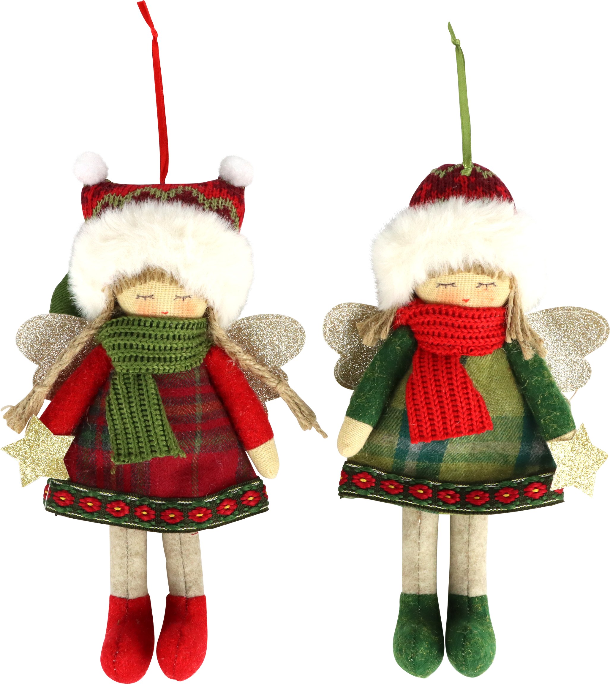 6566 XMAS-ANGELS HOLLY FOLK  S/2