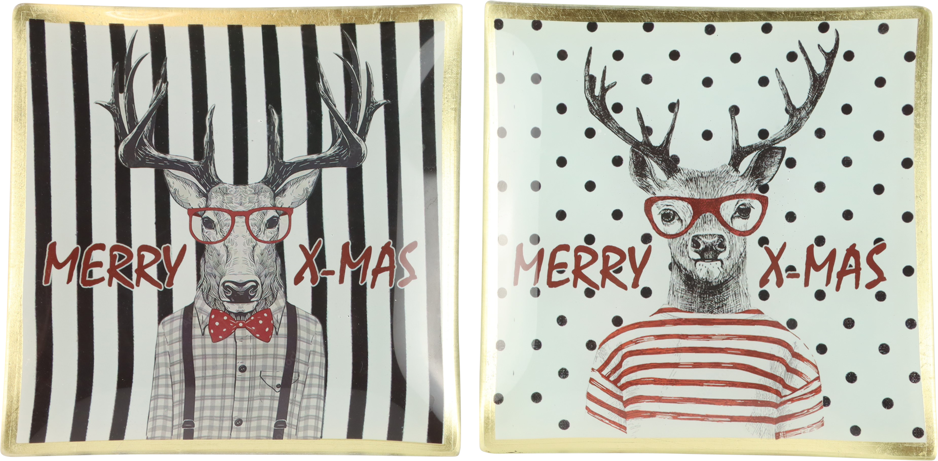 8068 PIATTO IN VETRO FUNNY DEER  2PZ