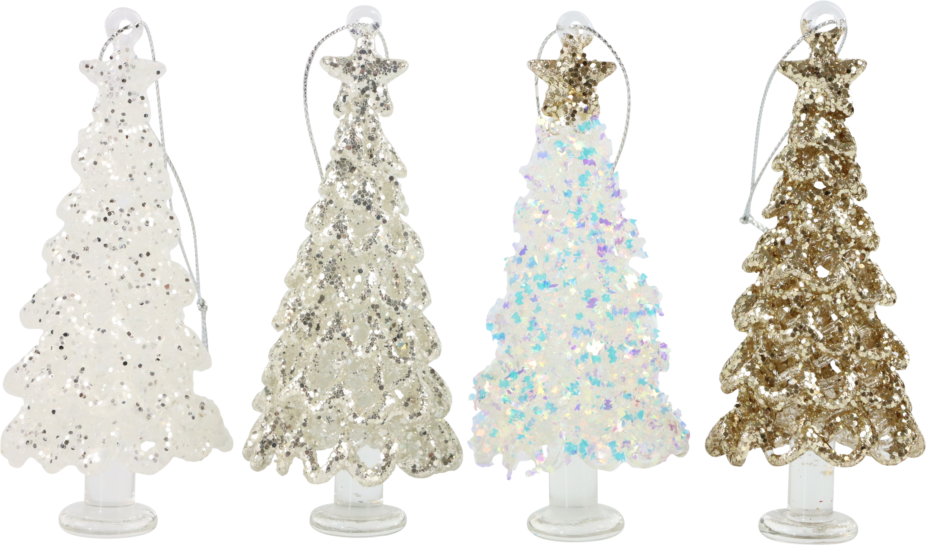 8167 GLASSDECO KRISTALL BAUM  S/4