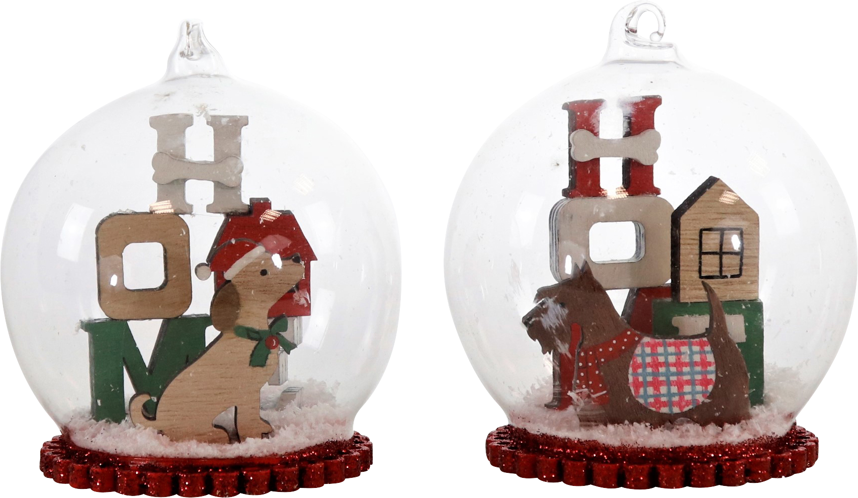 8818 GLASS DOMES CHRISTMAS DOGS  S/2
