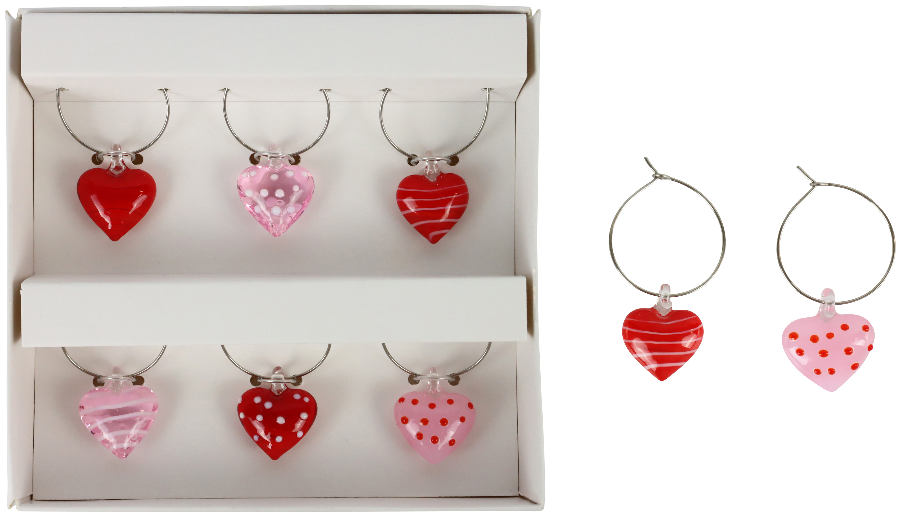 8973 MARCATORI DI VETRO HEARTS  6PZ