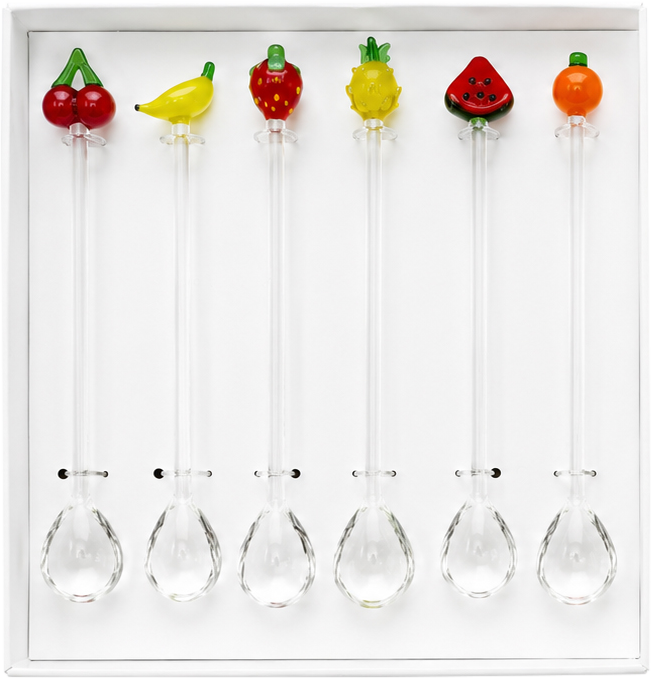 8974 GLASS-SPOONS FRUITY FRUITS  S/6