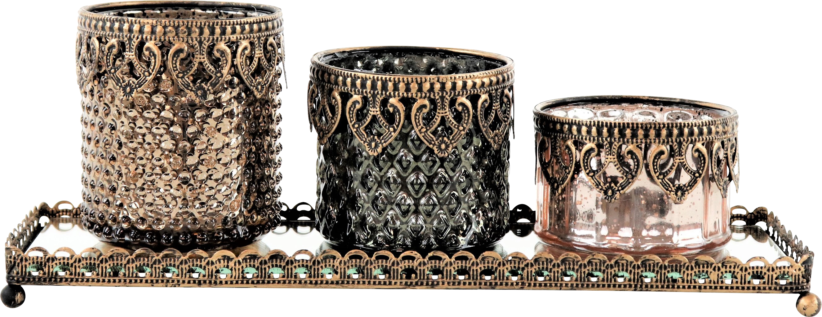 9068 GLASSENSEMBLE W. TRAY TOPKAPI  S/4