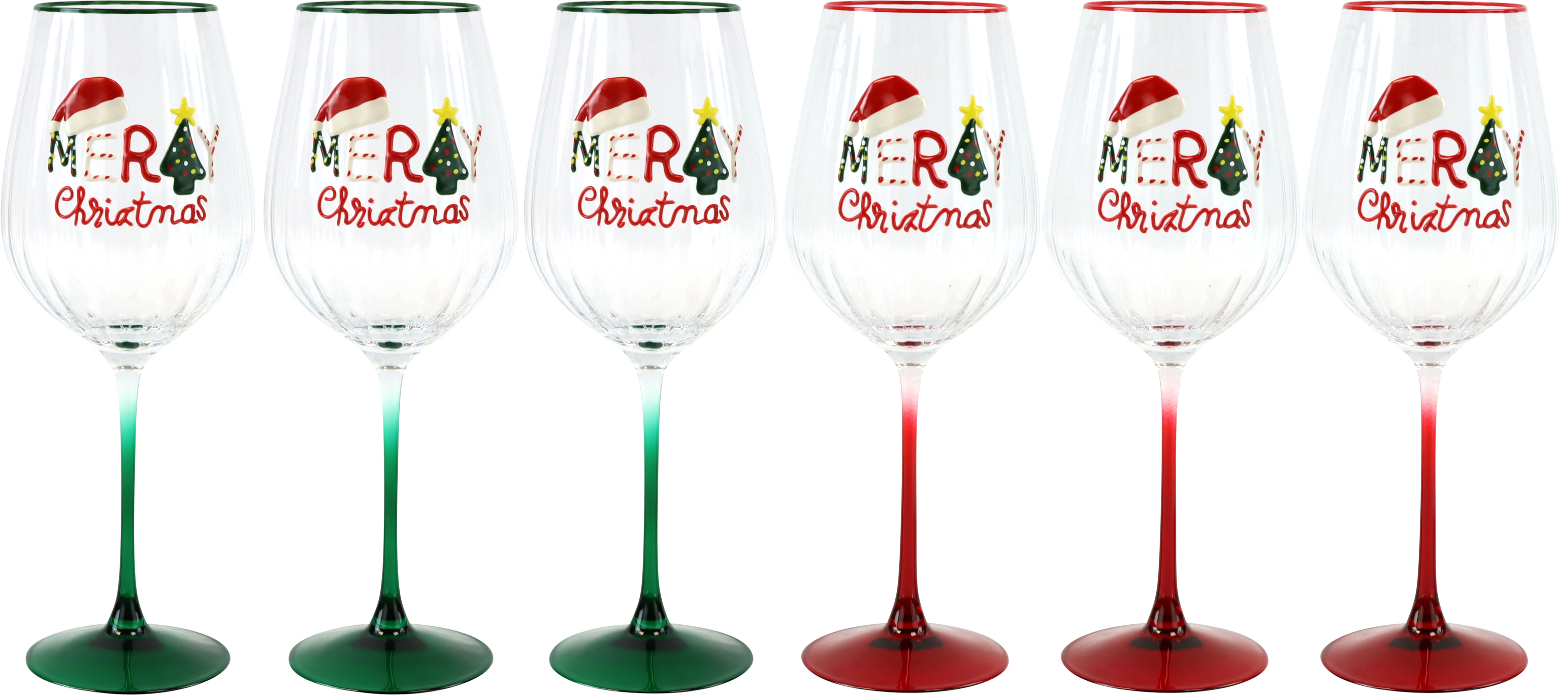 9602 WINEGLASSES MERRY CHRISTMAS  S/6