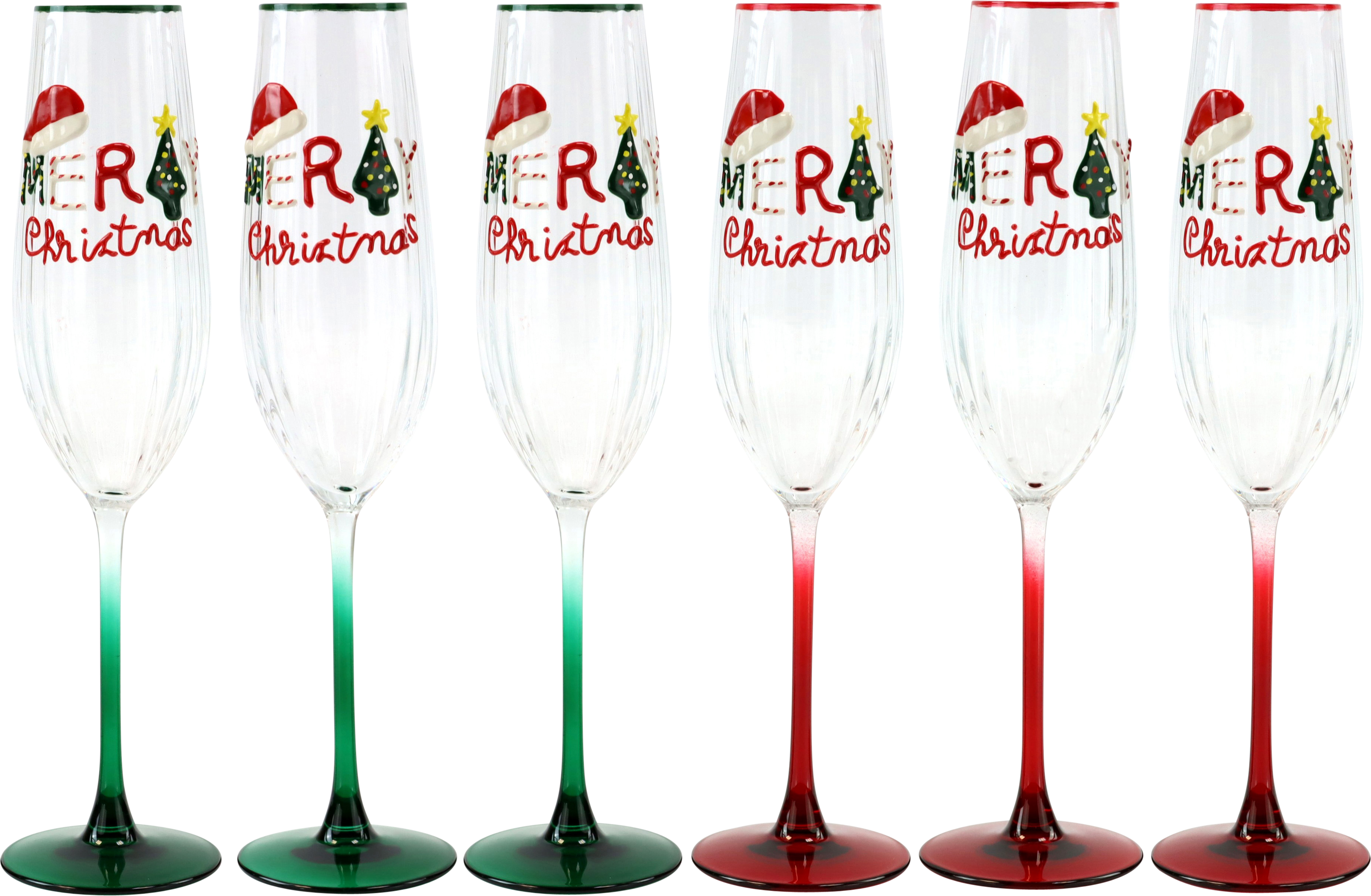 9615 CHAMPAIGNGLASSES MERRY XMAS  S/6