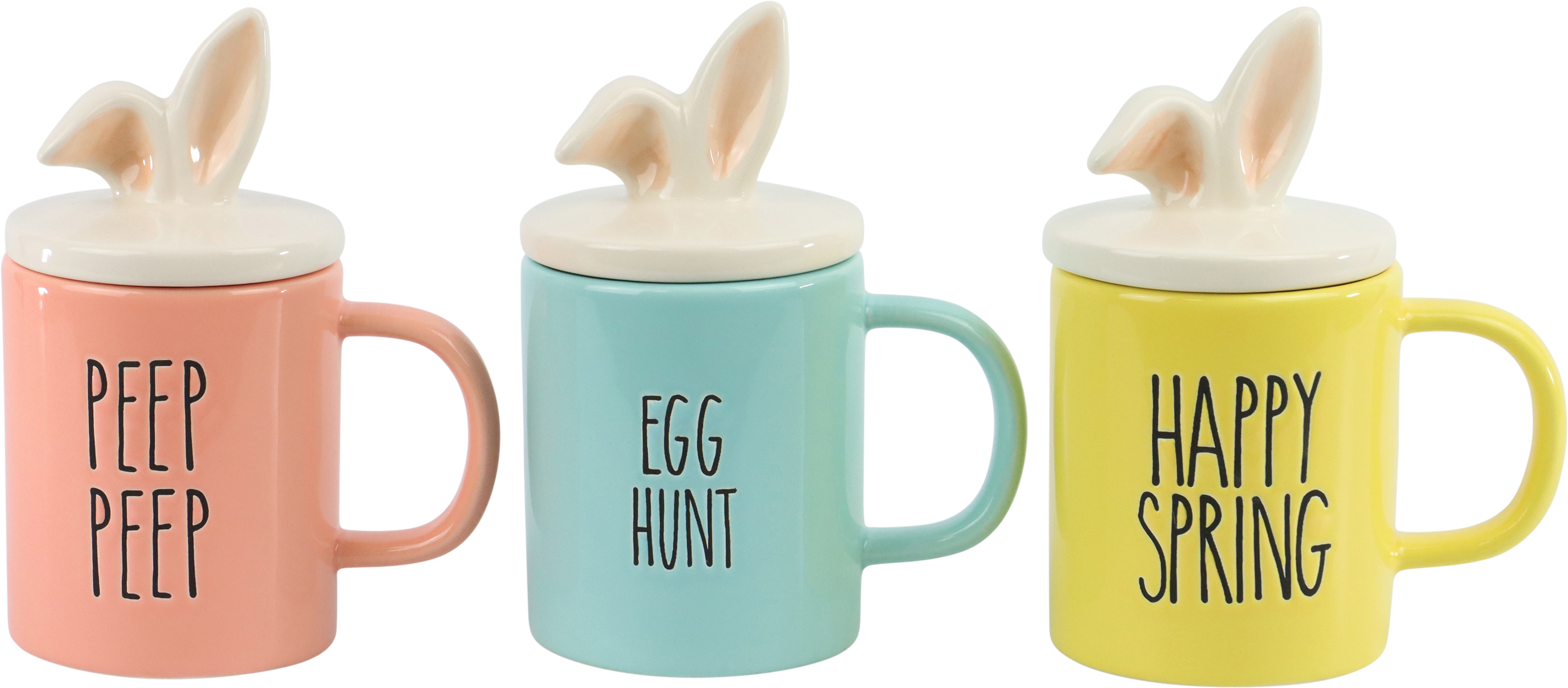 9891 MUGS WITH LID CANDY EASTER  S/3